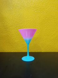Taça Martini Acrílica Jateada Bicolor Rosa e Azul Tiffany
